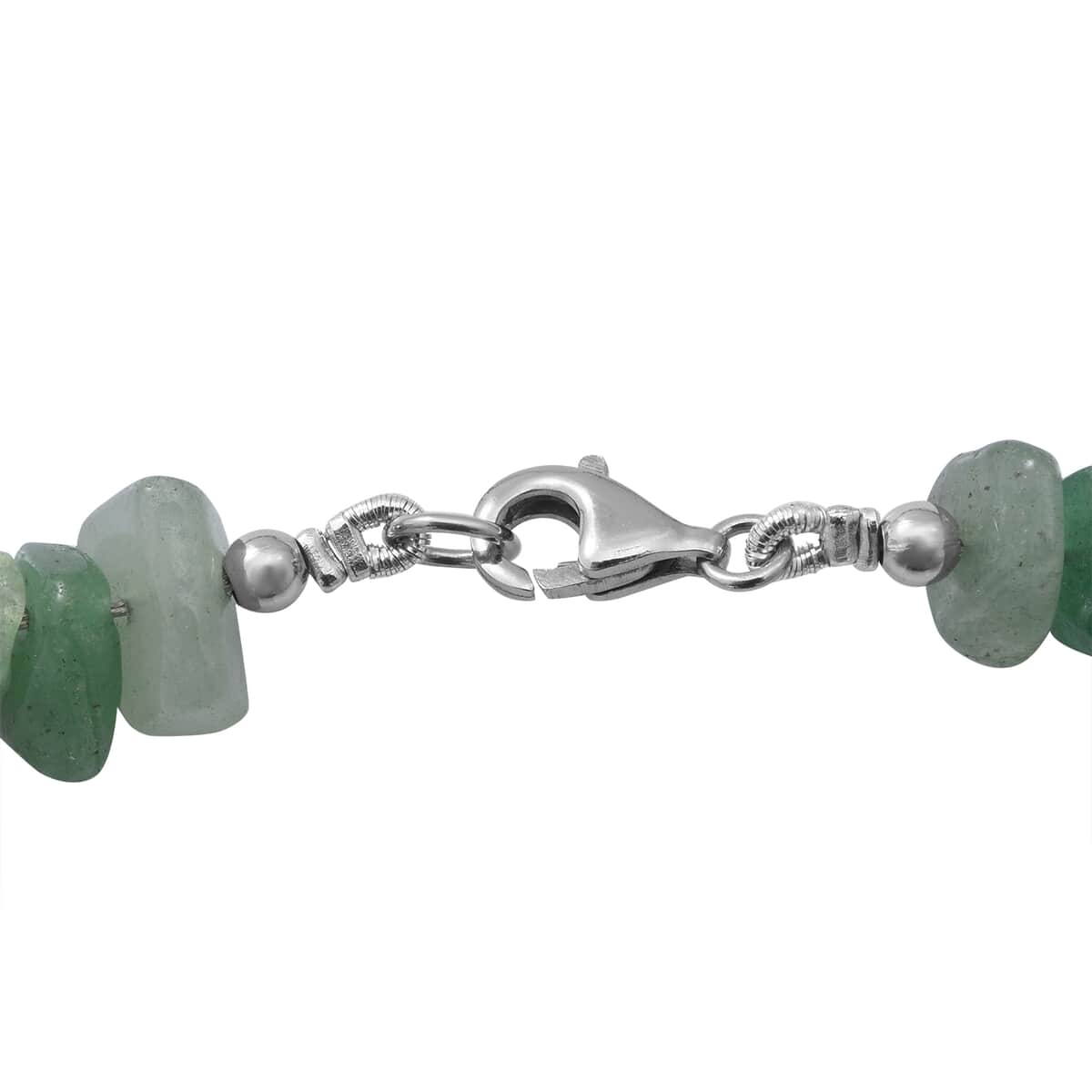 Green Aventurine Beaded Stretch Bracelet Beaded Necklace 18 Inches in Sterling Silver 170.00 ctw image number 5