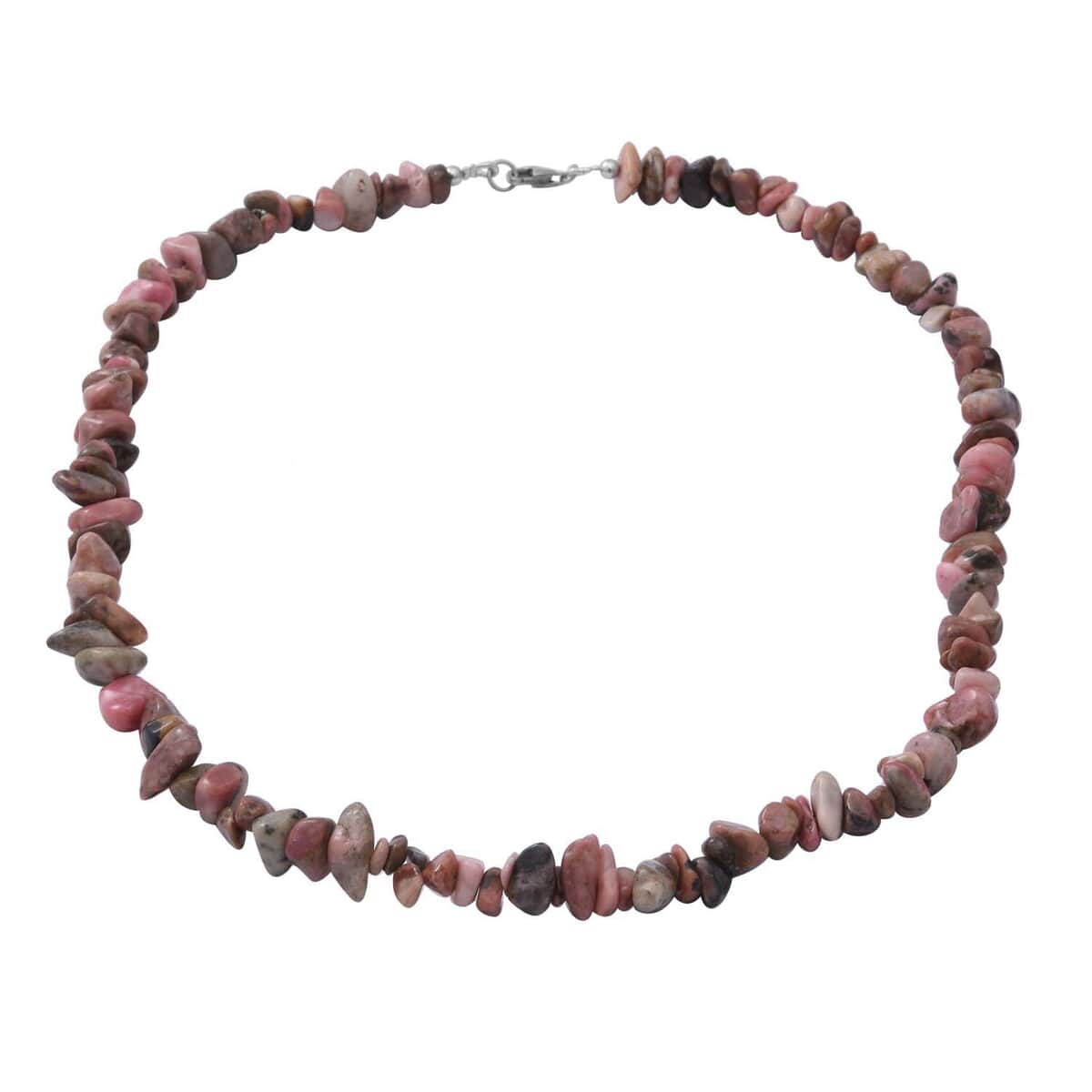 Rhodonite Beaded Stretch Bracelet and Beaded Necklace 18 Inches in Sterling Silver 170.00 ctw image number 1
