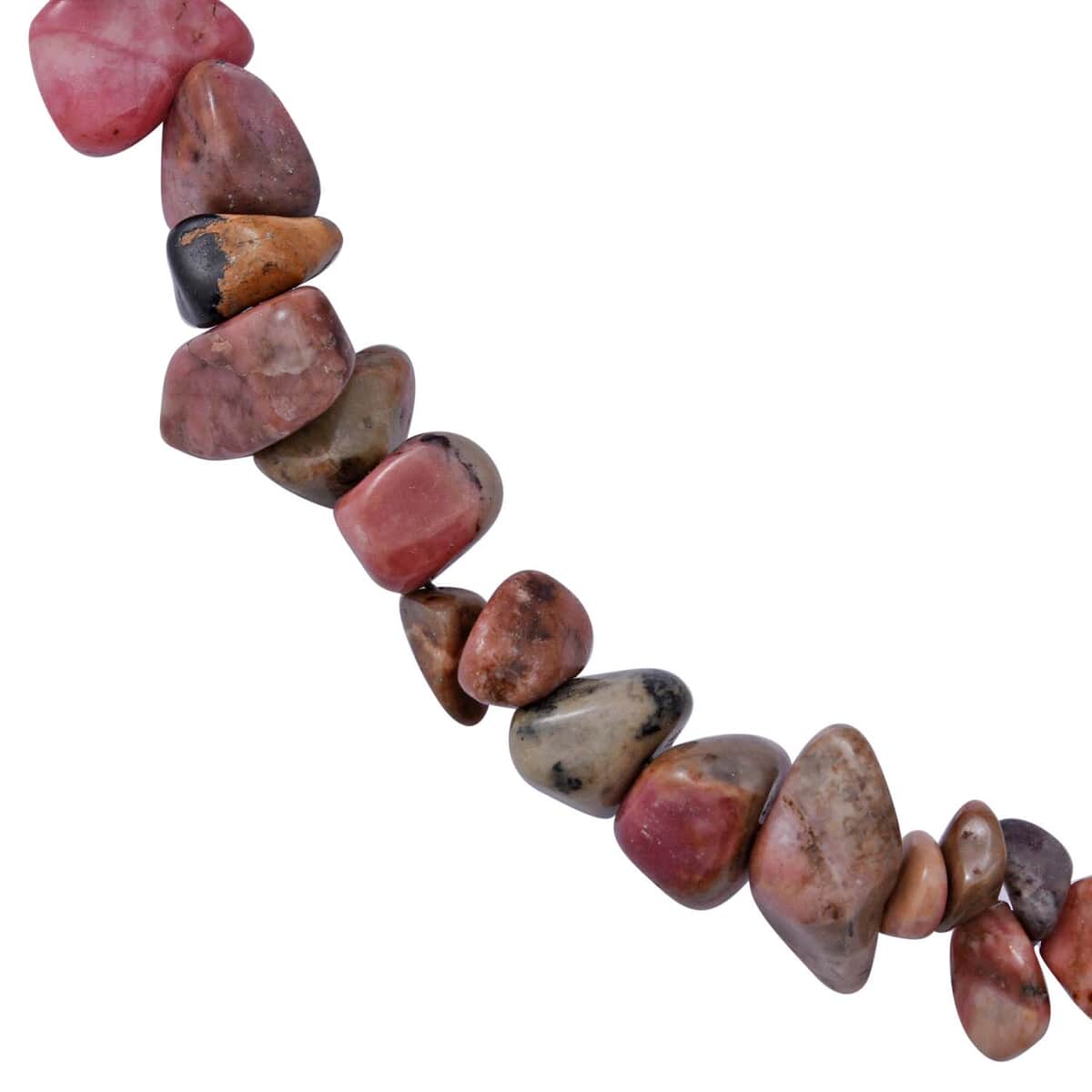 Rhodonite Beaded Stretch Bracelet and Beaded Necklace 18 Inches in Sterling Silver 170.00 ctw image number 2