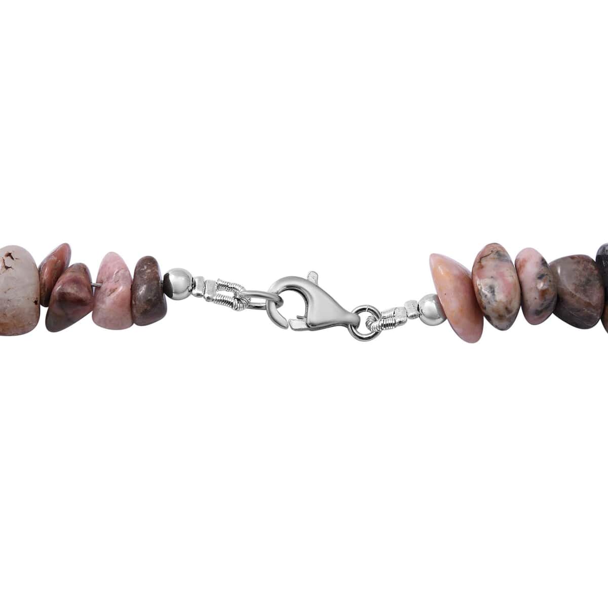 Rhodonite Beaded Stretch Bracelet and Beaded Necklace 18 Inches in Sterling Silver 170.00 ctw image number 3