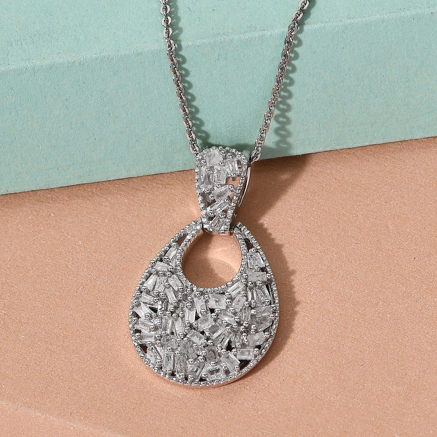 Diamond Pendant Necklace 20 Inches in Platinum Over Sterling Silver 0.50 ctw