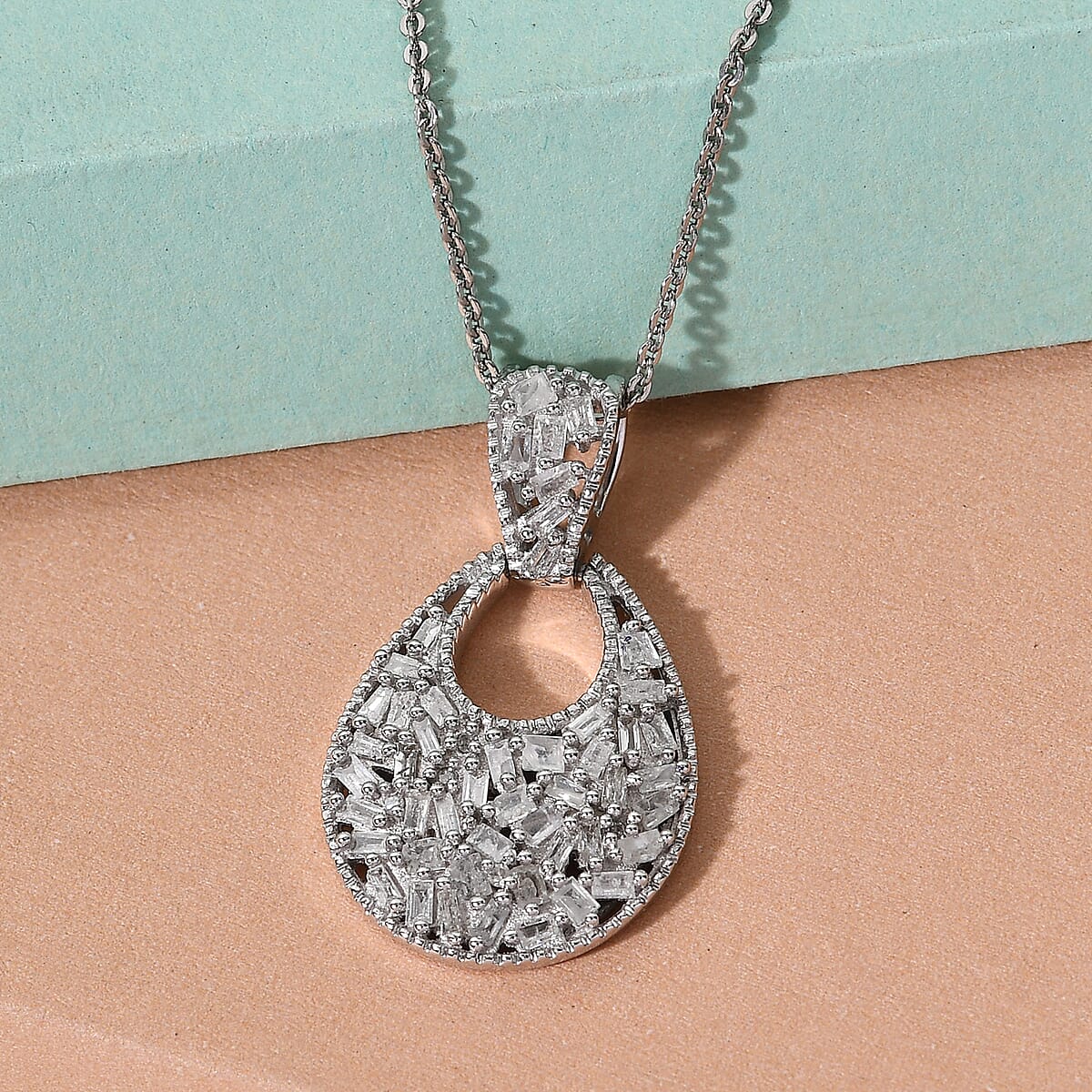 Diamond Pendant Necklace 20 Inches in Platinum Over Sterling Silver 0.50 ctw image number 1