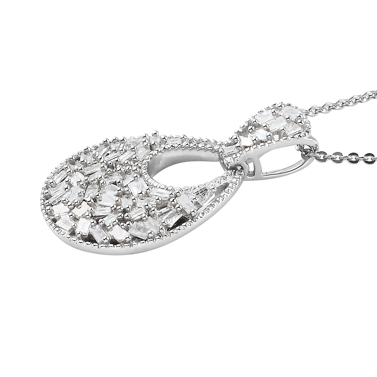 Diamond Pendant Necklace 20 Inches in Platinum Over Sterling Silver 0.50 ctw image number 3