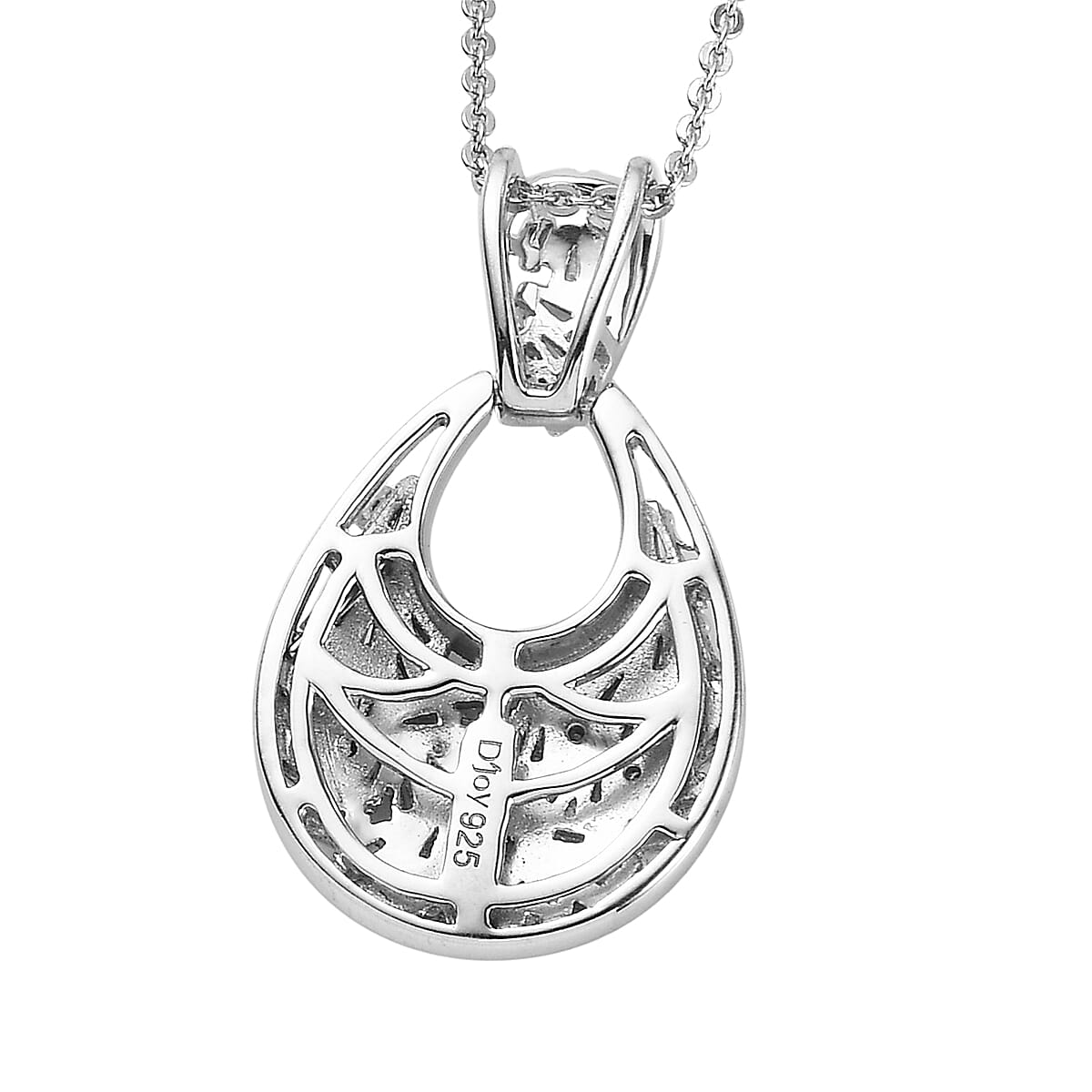 Diamond Pendant Necklace 20 Inches in Platinum Over Sterling Silver 0.50 ctw