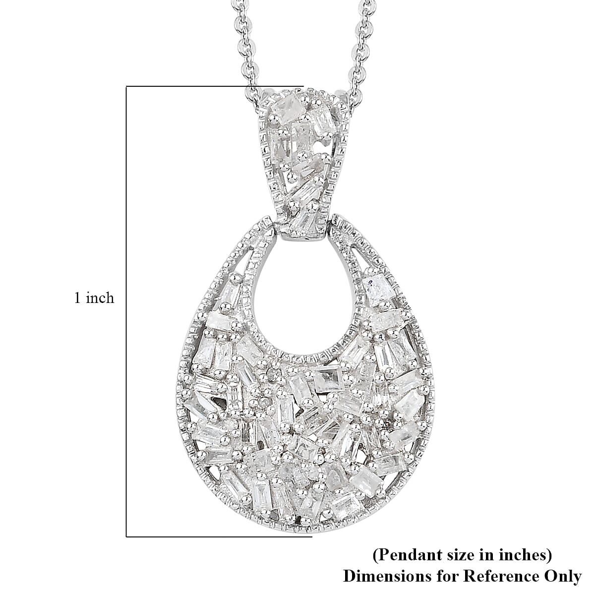 Diamond Pendant Necklace 20 Inches in Platinum Over Sterling Silver 0.50 ctw