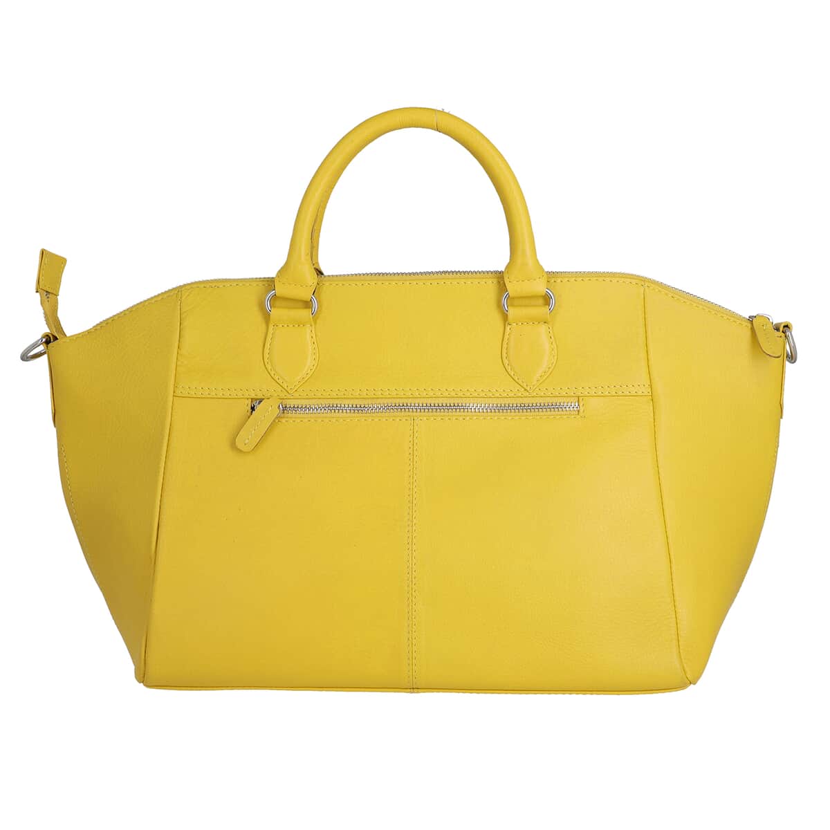 SUKRITI Yellow Humming Bird Pattern Genuine Leather Satchel Bag with Matching Silk Scarf image number 5