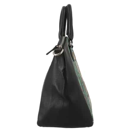 Women's Silk Scarf Leather Tote Bag