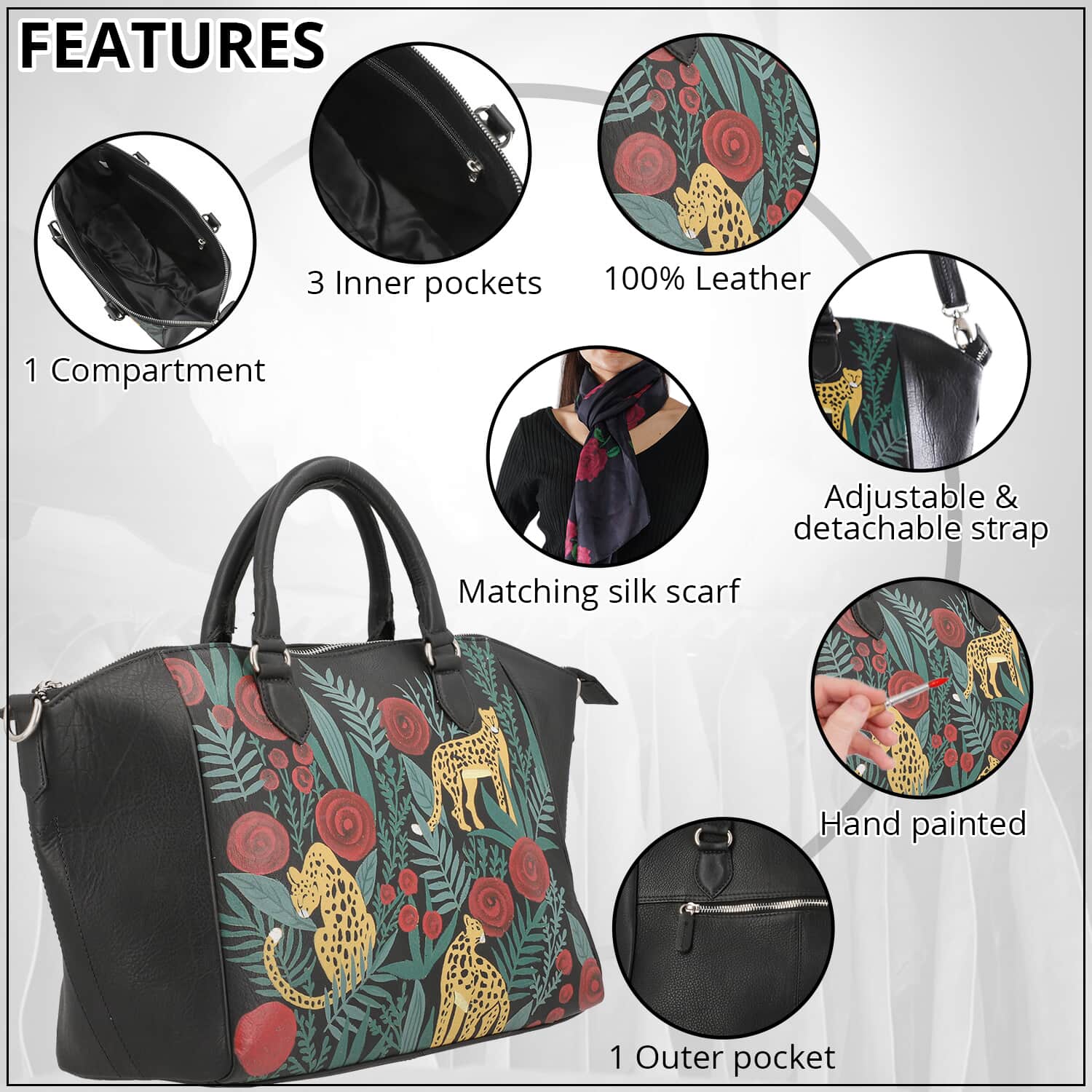 Sukriti Kolkata handbag outlet leopard 100% Genine Leather