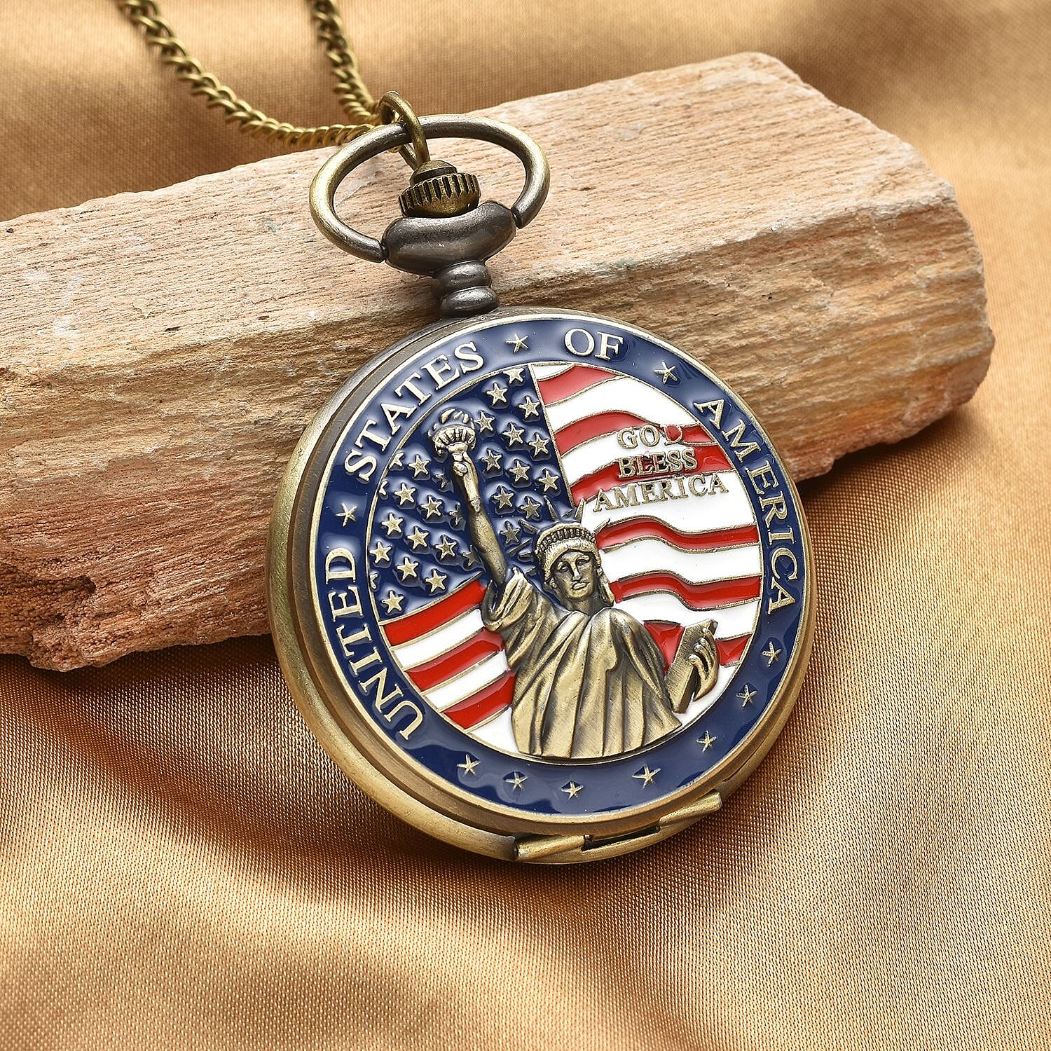 Antique Statue of Liberty & US Flag