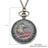 Strada Japanese Movement Antique Coin Eagle Head With American Flag Pattern Pocket Watch with Chain (31 Inches) image number 6