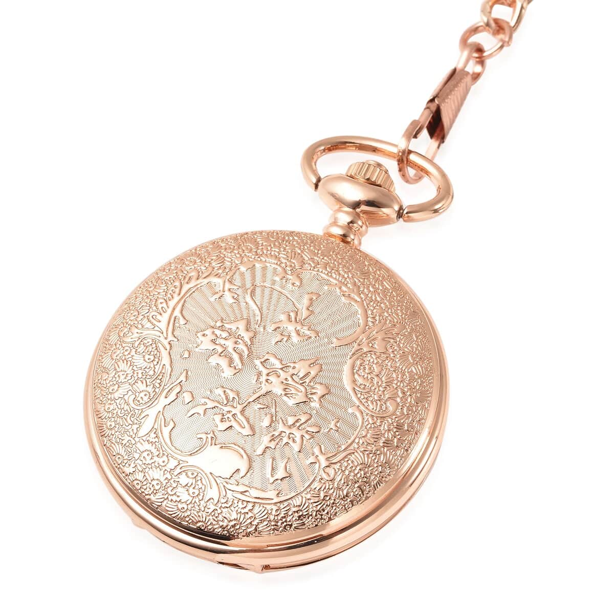 Strada Japanese Movement Compass Pattern Pocket Watch in Rosetone With Chain (14-18 Inches) (47.24 mm) image number 3