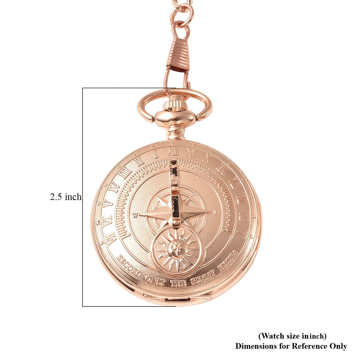 Strada Japanese Movement Compass Pattern Pocket Watch in Rosetone With Chain (14-18 Inches) (47.24 mm) image number 6