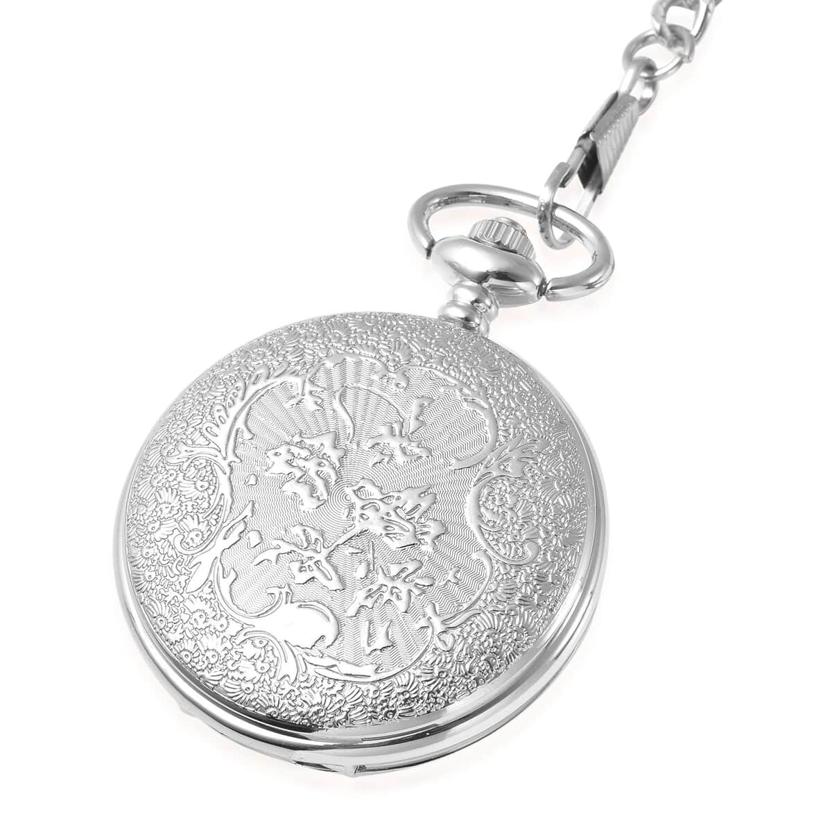 Strada Japanese Movement Compass Pattern Pocket Watch in Silvertone With Chain (14-18 Inches) (47.24 mm) image number 3