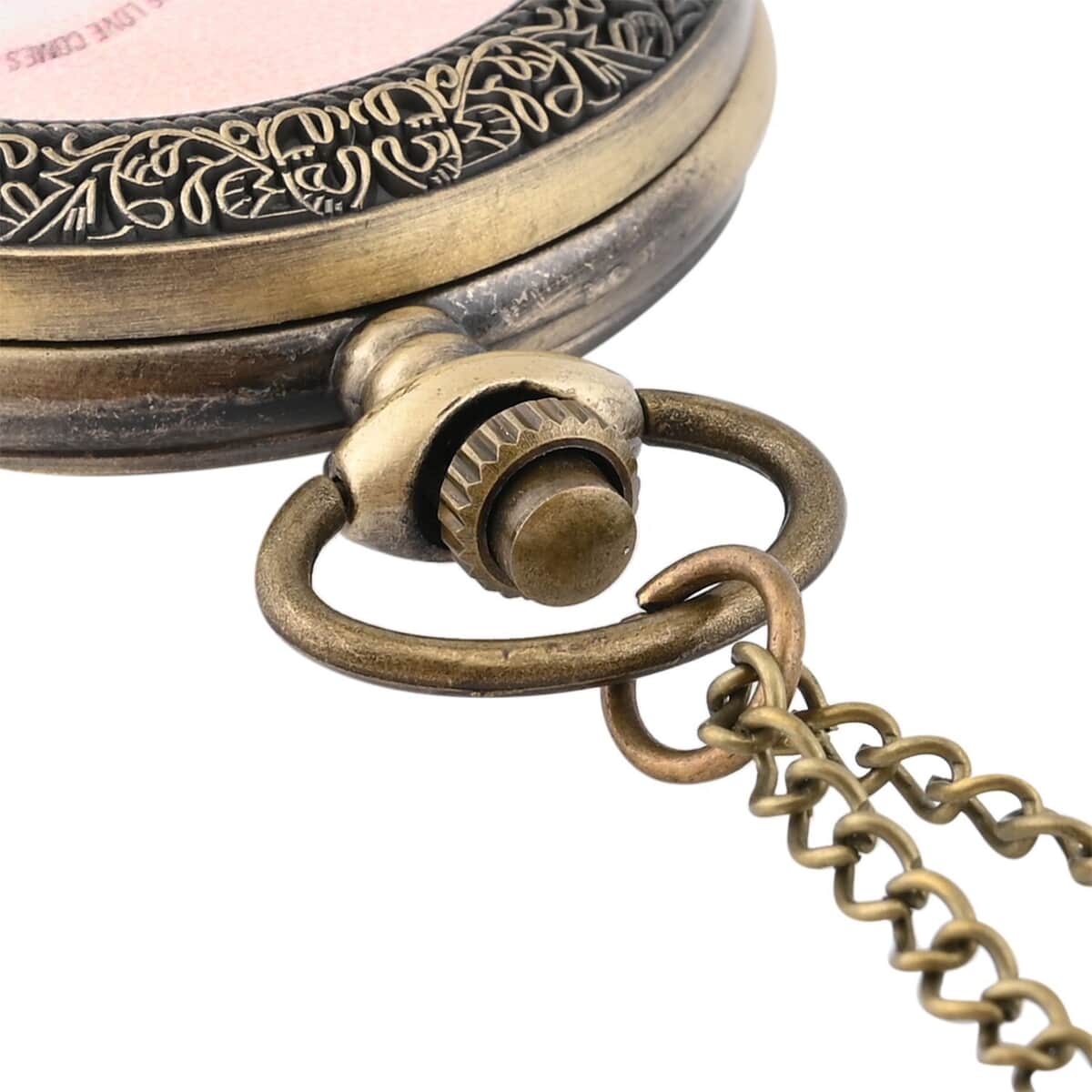 Strada Japanese Movement Nude Pink God is Love Pocket Watch with Chain in Antique bronze (31 Inches) image number 5