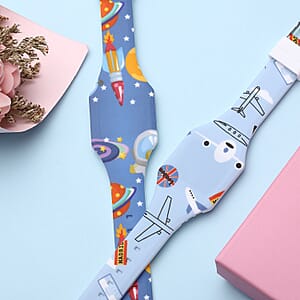 Set of 2 Strada Electronic Movement LED Watch with Rocket and Plane Pattern Silicone Strap