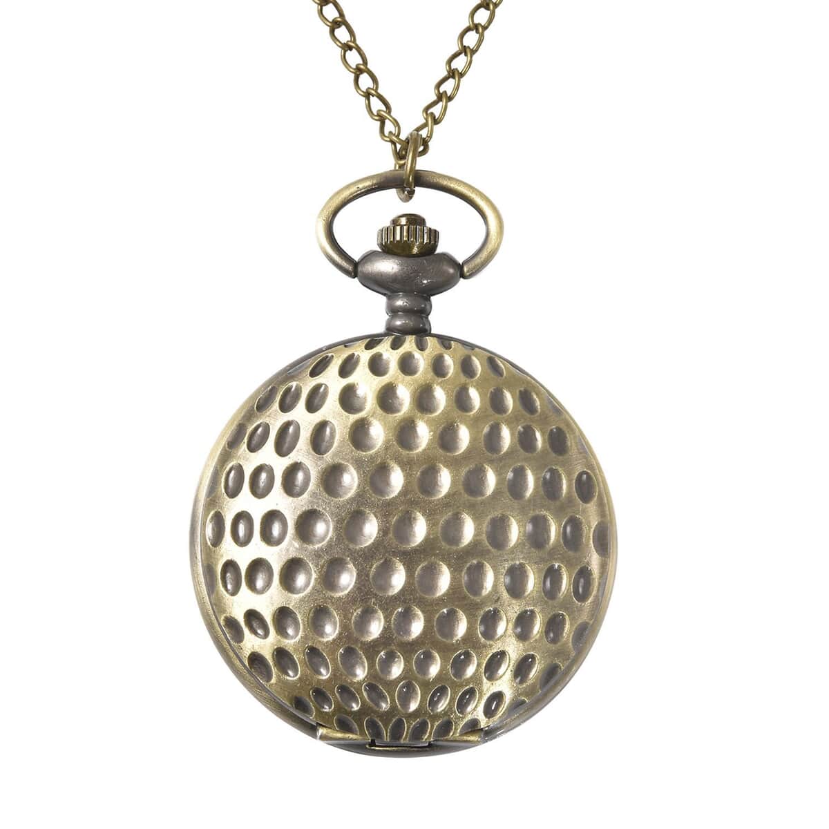 Strada Japanese Movement Golfball Pattern Pocket Watch with Chain (31 Inches) image number 0