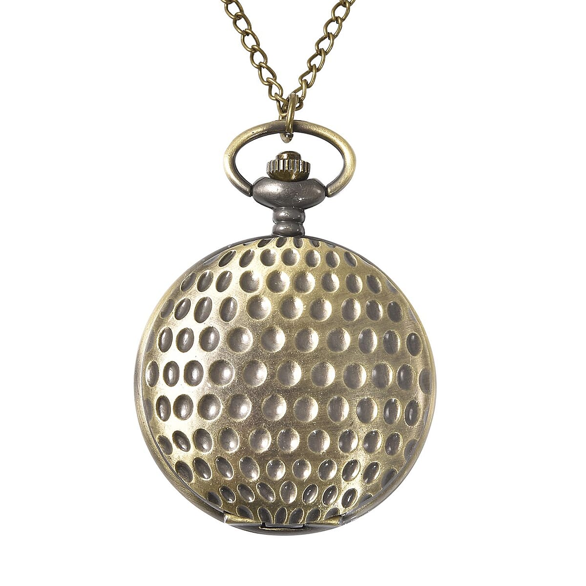 Strada Japanese Movement Golfball Pattern Pocket Watch with Chain (31 Inches) image number 0