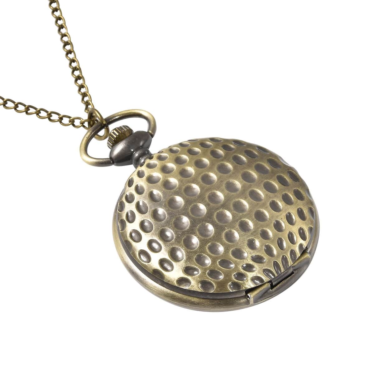 Strada Japanese Movement Golfball Pattern Pocket Watch with Chain (31 Inches) image number 2