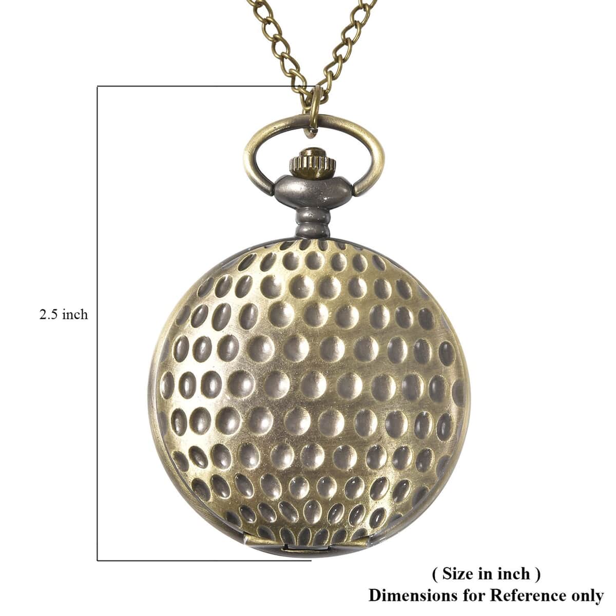 Strada Japanese Movement Golfball Pattern Pocket Watch with Chain (31 Inches) image number 5