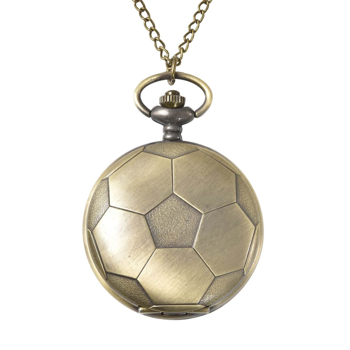 Strada Japanese Movement Soccer Pattern Pocket Watch with Chain (31 Inches) image number 0
