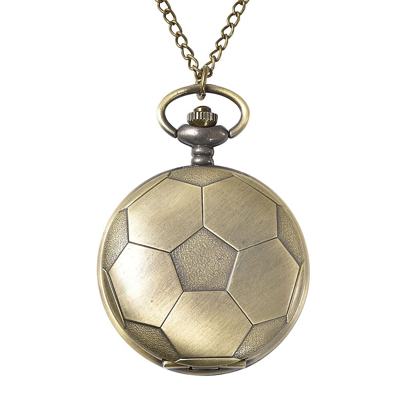 Strada Japanese Movement Soccer Pattern Pocket Watch with Chain (31 Inches)