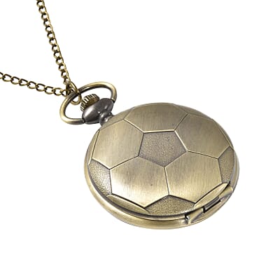 Strada Japanese Movement Soccer Pattern Pocket Watch with Chain (31 Inches)