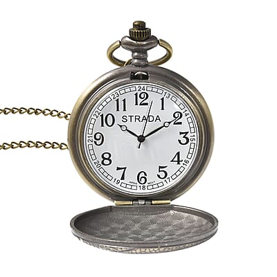 Strada Japanese Movement Soccer Pattern Pocket Watch with Chain (31 Inches)