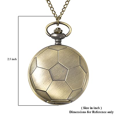 Strada Japanese Movement Soccer Pattern Pocket Watch with Chain (31 Inches)