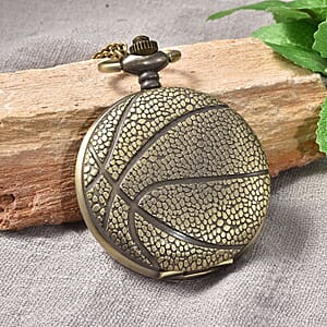 Strada Japanese Movement Basketball Pattern Pocket Watch with Chain (31 Inches)