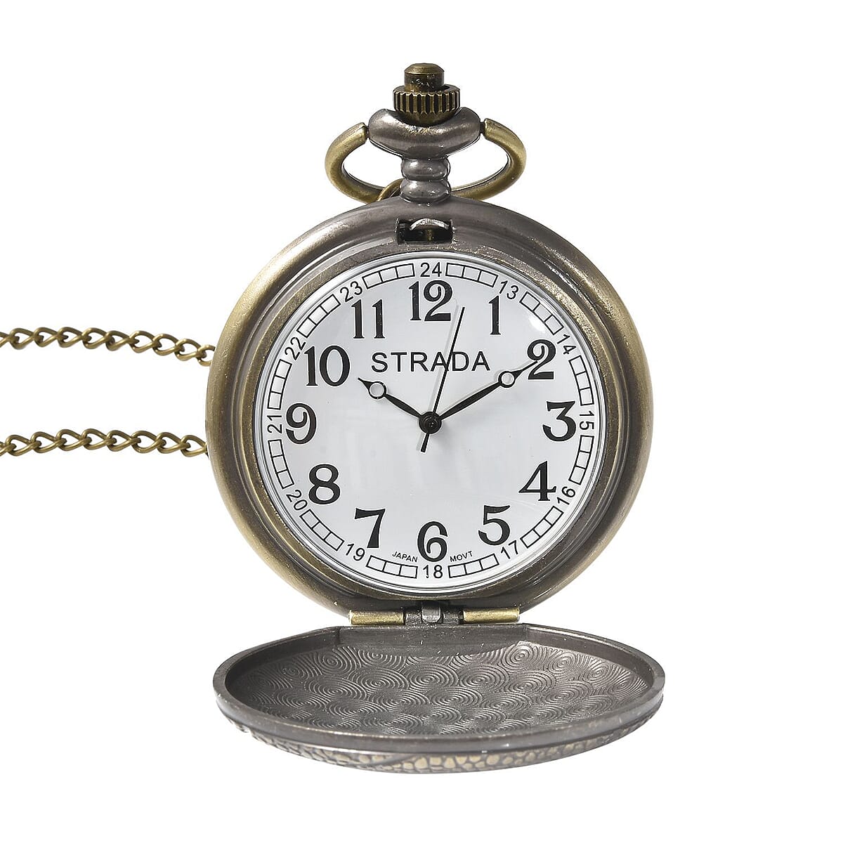 Strada Japanese Movement Basketball Pattern Pocket Watch with Chain (31 Inches) image number 4