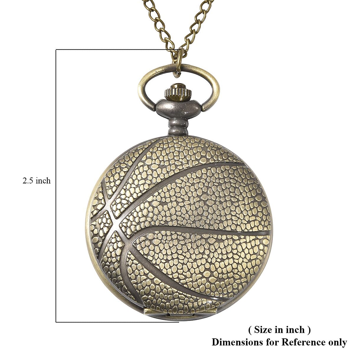 Strada Japanese Movement Basketball Pattern Pocket Watch with Chain (31 Inches) image number 5