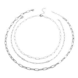 Ever True Set of 3 Paper Clip Chain in Stainless Steel, Stainless Steel Chain, Birthday Gifts For Her (16, 20 and 24 Inches) with 2 Inch Extender