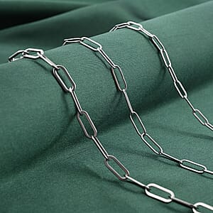 EverTrue Set of 3 Paper Clip Chain in Stainless Steel, Stainless Steel Chain, Birthday Gifts For Her (16, 20 and 24 Inches) with 2 In Extender