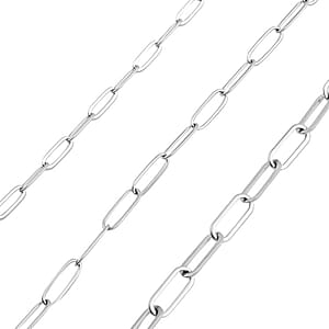 EverTrue Set of 3 Paper Clip Chain in Stainless Steel, Stainless Steel Chain, Birthday Gifts For Her (16, 20 and 24 Inches) with 2 In Extender