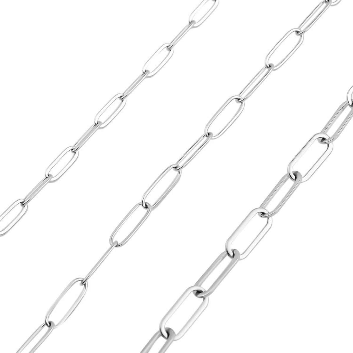 Set of 3 Paper Clip Chain Necklace 16, 20 and 24 Inches in Stainless Steel image number 3