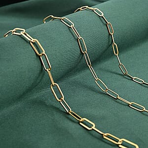 EverTrue Set of 3 Paper Clip Chain in ION Plated Yellow Gold Stainless Steel, Stainless Steel Chain, Birthday Gifts For Her (16, 20 and 24 Inches) with 2 In Extender