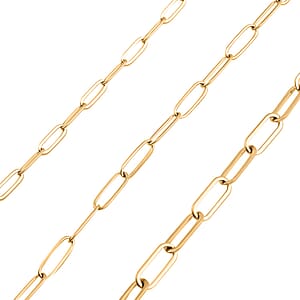 EverTrue Set of 3 Paper Clip Chain in ION Plated Yellow Gold Stainless Steel, Stainless Steel Chain, Birthday Gifts For Her (16, 20 and 24 Inches) with 2 In Extender