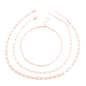 Mother’s Day Gift Ever True Set of 3 Paper Clip Chain in ION Plated Rose Gold Stainless Steel, Stainless Steel Chain, Birthday Gifts For Her (16, 20 and 24 Inches) with 2 In Extender