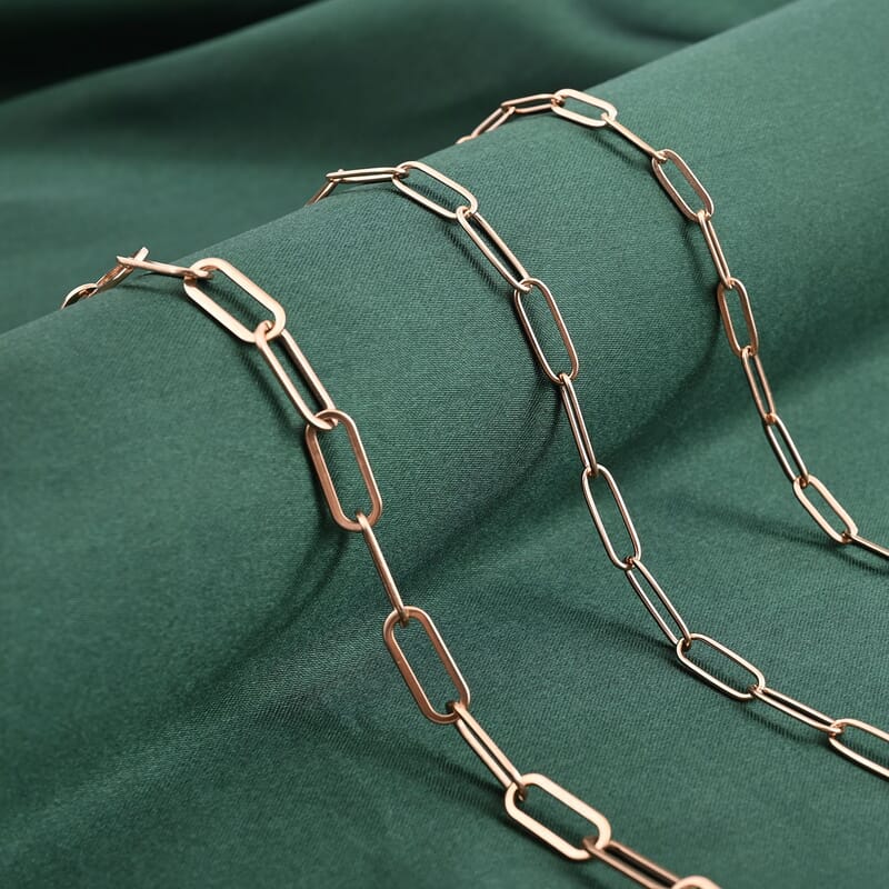 EverTrue Set of 3 Paper Clip Chain in ION Plated Rose Gold Stainless Steel, Stainless Steel Chain, Birthday Gifts For Her (16, 20 and 24 Inches) with 2 In Extender