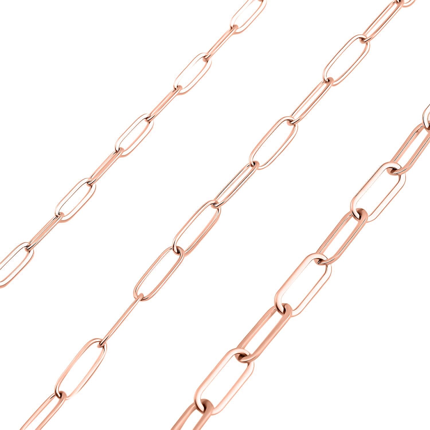 EverTrue Set of 3 Paper Clip Chain in ION Plated Rose Gold Stainless Steel, Stainless Steel Chain, Birthday Gifts For Her (16, 20 and 24 Inches) with 2 In Extender