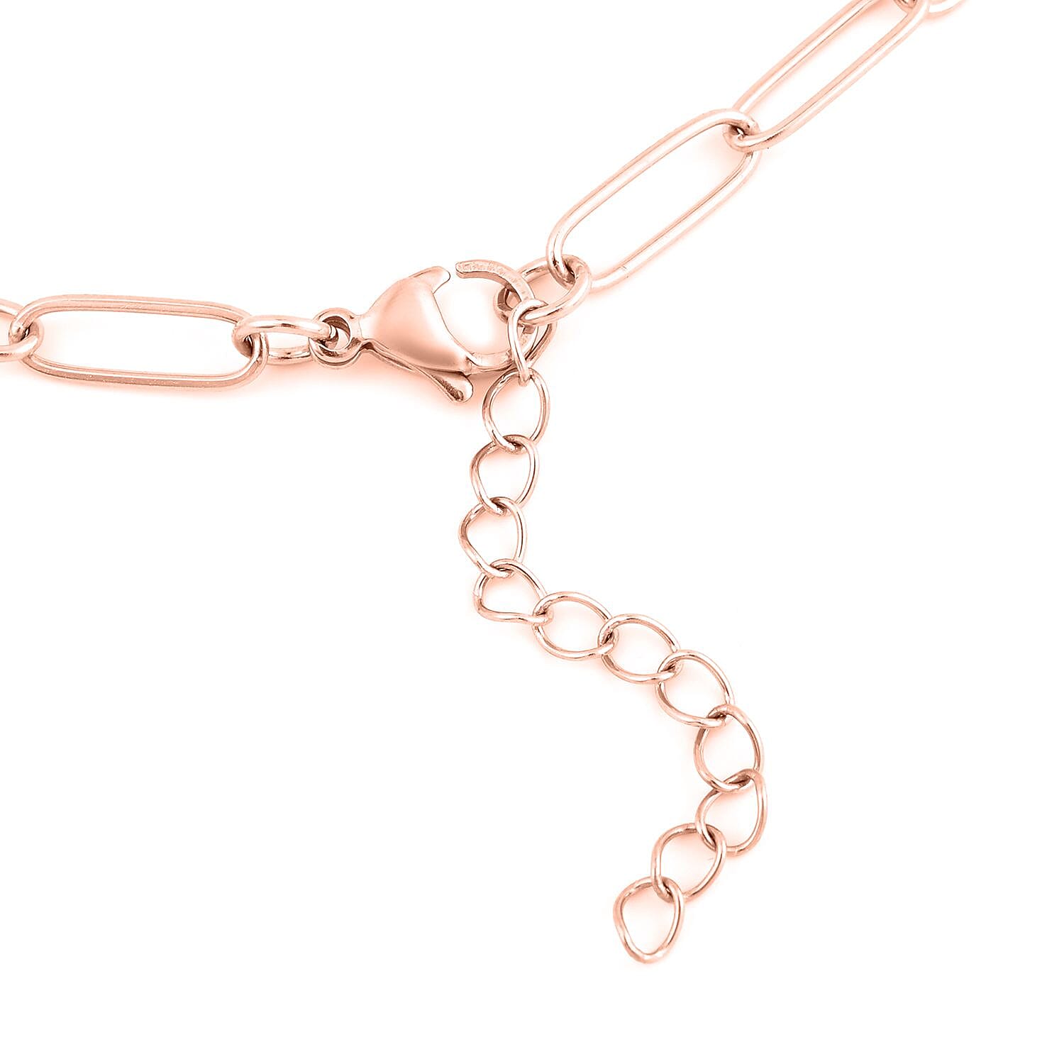 EverTrue Set of 3 Paper Clip Chain in ION Plated Rose Gold Stainless Steel, Stainless Steel Chain, Birthday Gifts For Her (16, 20 and 24 Inches) with 2 In Extender