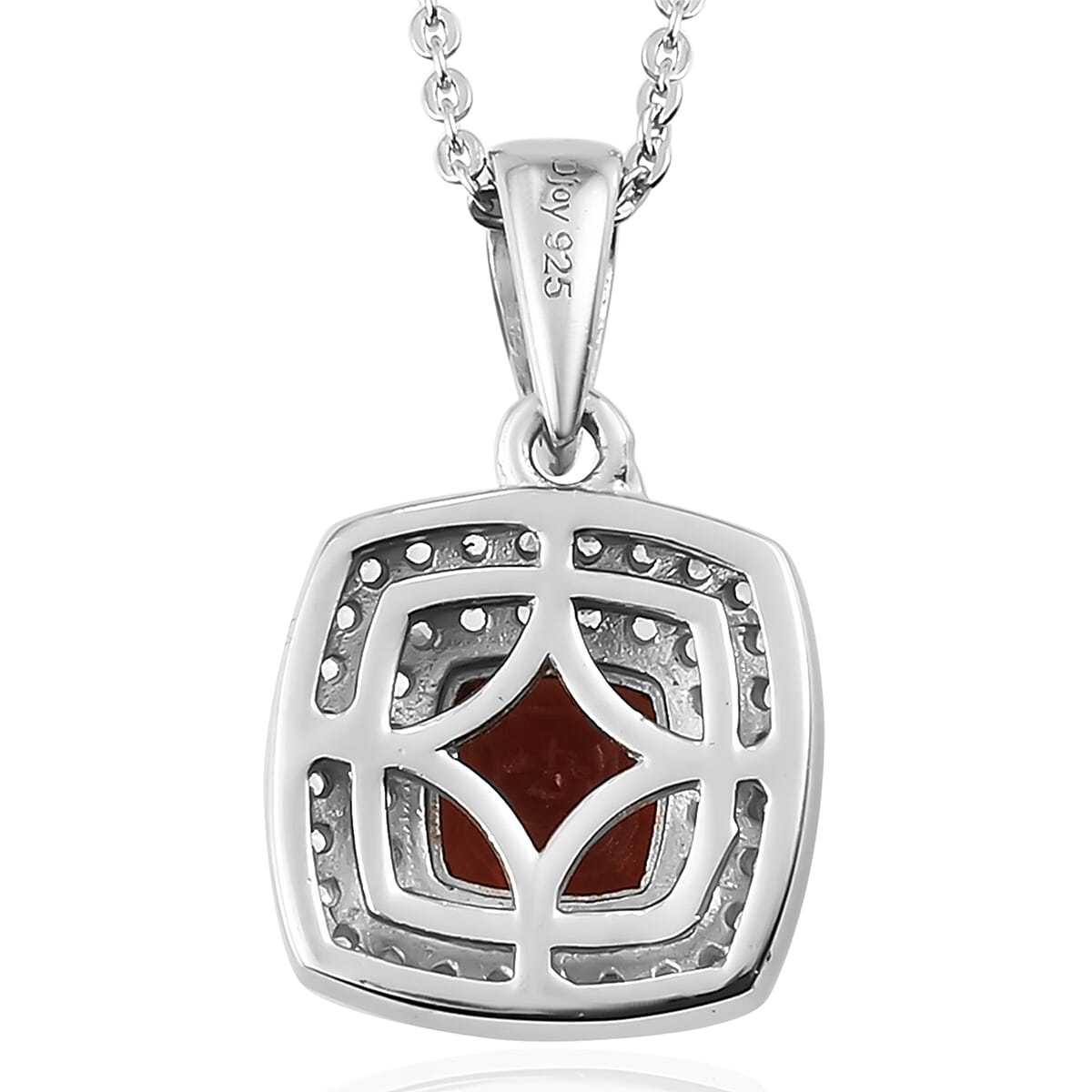 Mozambique Garnet and Natural White Zircon Pendant Necklace 20 Inches in Platinum Over Sterling Silver 1.70 ctw image number 4
