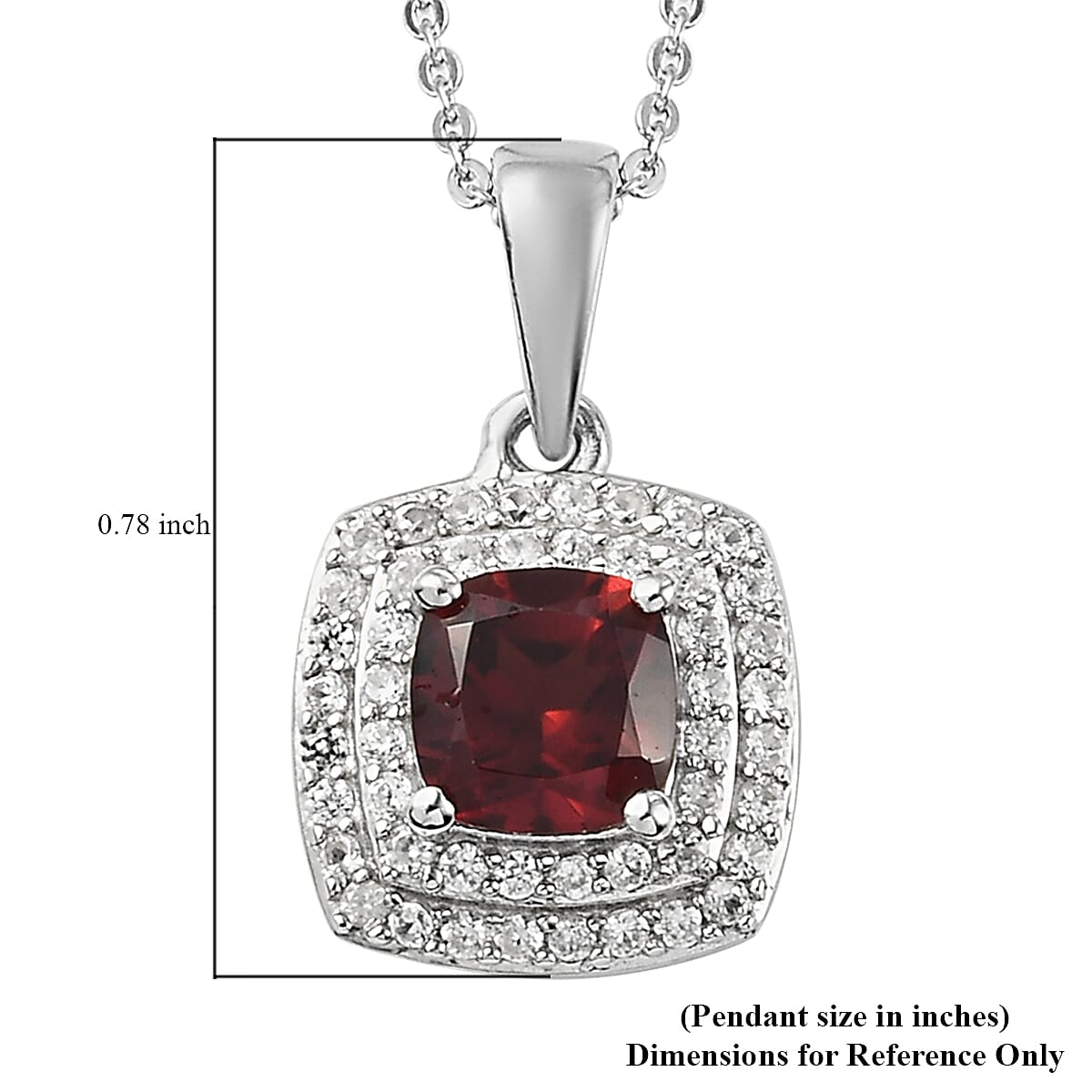 Mozambique Garnet and Natural White Zircon Pendant Necklace 20 Inches in Platinum Over Sterling Silver 1.70 ctw image number 5
