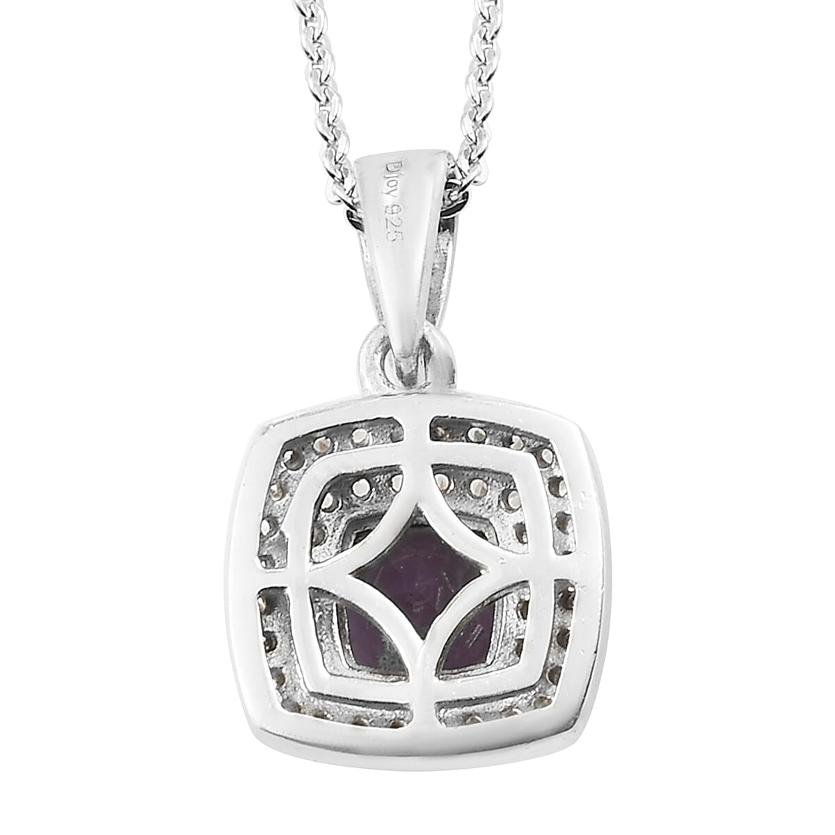 Lab Created Alexandrite and Natural White Zircon Pendant Necklace 20 Inches in Platinum Over Sterling Silver 1.80 ctw image number 4