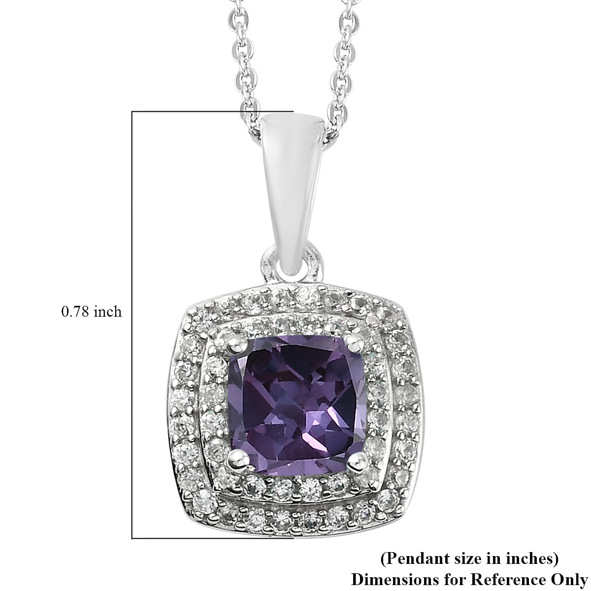 Lab Created Alexandrite and Natural White Zircon Pendant Necklace 20 Inches in Platinum Over Sterling Silver 1.80 ctw image number 5