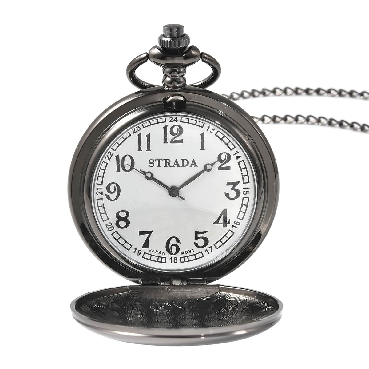 STRADA Japanese Movement Dad Laser Pattern Pocket Watch with Chain (31 Inches) in Brown Teddy Bear Wallet (Ships in 7-10 Business Days) image number 3