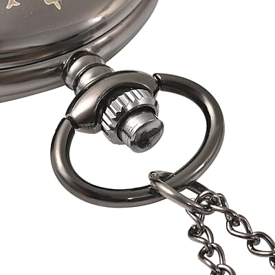 Strada Japanese Movement Dad Laser Pattern Pocket Watch with Chain (31 Inches) in Teddy Gift Pouch