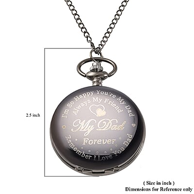Strada Japanese Movement Dad Laser Pattern Pocket Watch with Chain (31 Inches) in Teddy Gift Pouch