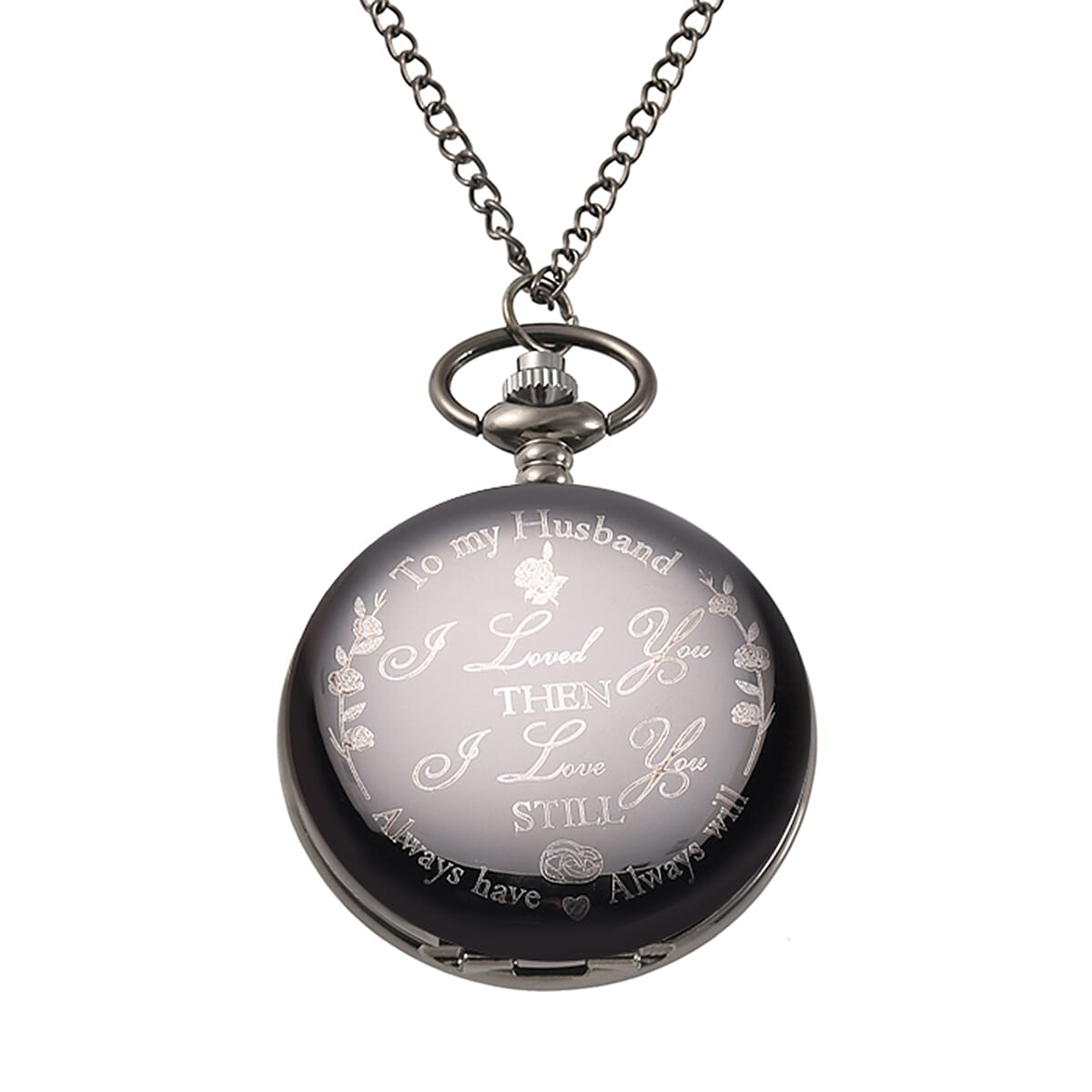 Strada Japanese Movement Husband Laser Pattern Pocket Watch with Chain (31 Inches) in Teddy Gift Pouch image number 5