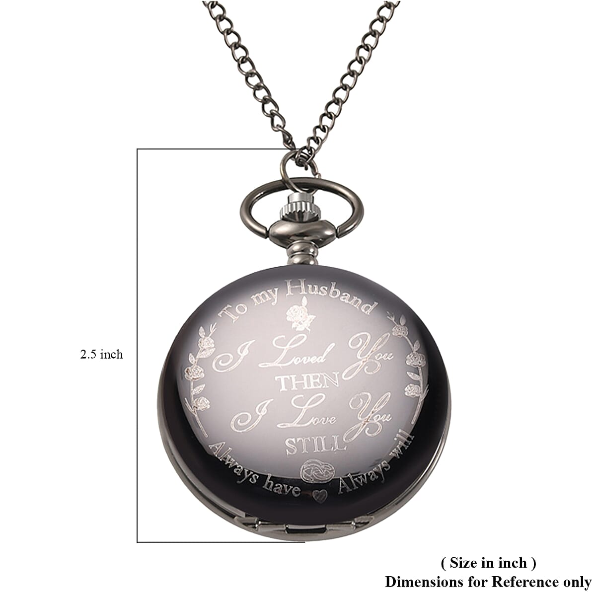 Strada Japanese Movement Husband Laser Pattern Pocket Watch with Chain (31 Inches) in Teddy Gift Pouch image number 6